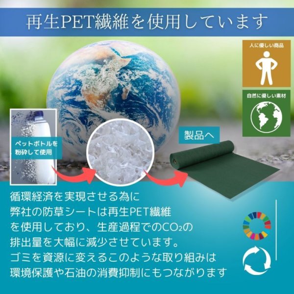 画像15: ハットク® 防草シート 幅1m×50m 300g/m2 耐用年数10年 PET ポリエステル不織布 防草布 50平米 高耐久 高透水 厚み1mm以上 (15)