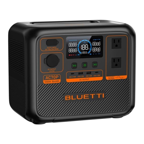 画像3: BLUETTI AC70P 864Wh/1000W ポータブル電源 ブルーティー リン酸鉄 蓄電池 家庭用 ワイヤレス (3)
