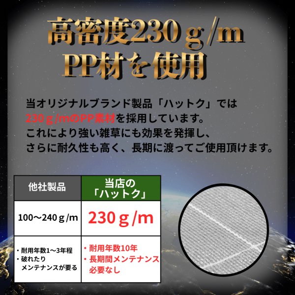画像3: ハットク® 反射 防草シート 白 1m×10m 30m 230g/㎡ 耐久10年 太陽光発電 農地 10平米 30平米 PP  雑草対策 除草シート 両面パネル (3)