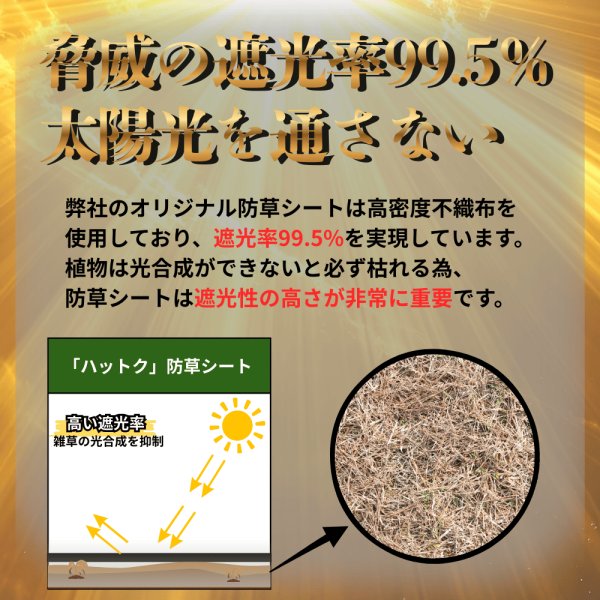 画像4: ハットク® 防草シート  300g/m2  幅1m×10m 200ｍｍ Uピン20本入り 耐久年数10年以上 10坪 フェルト 高耐久 高透水 PET素材 ポリエステル 不織布 厚み1mm以上 (4)