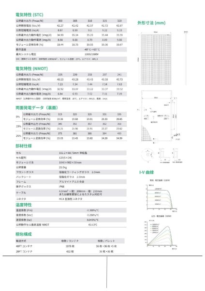 画像3: 【旧サイズ対応】高性能単結晶両面受光ソーラーパネル REBORNシリーズ 320W 164cm×99cm×3cm パレット36枚売り (3)