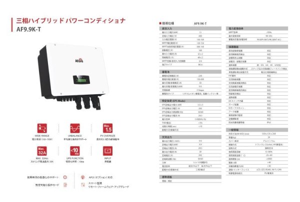 画像2: Afore アフォーレ ハイブリッドパワーコンディショナー 自家消費型太陽光発電システム 施設 工場 AF9.9K-T (2)