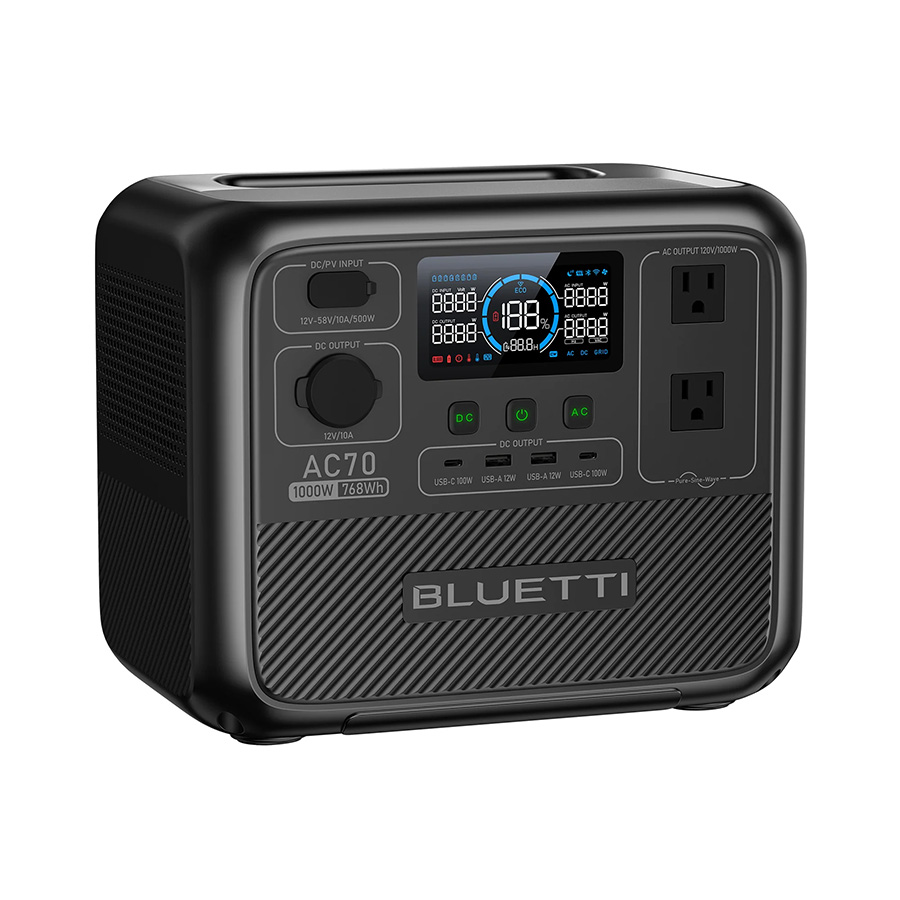 BLUETTI AC70 768Wh 1000W 小型ポータブル電源 リン酸鉄 UPS ブルー  